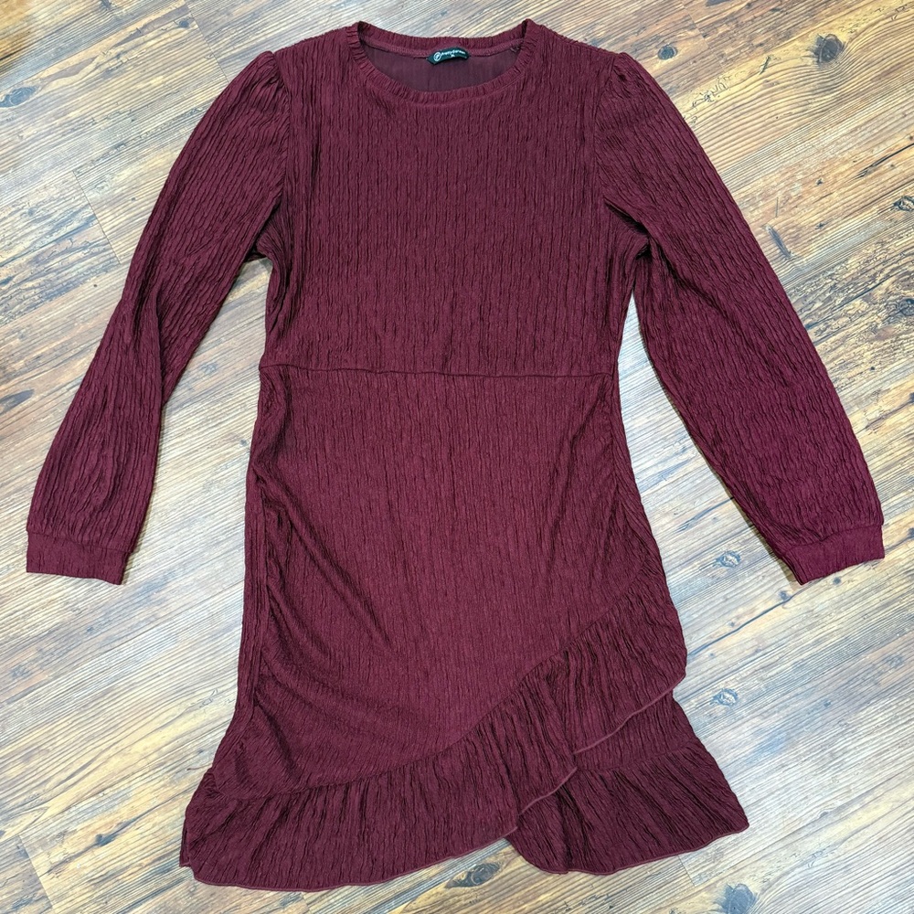 Women’s Ruched Bodycon Mini Dress with Long Puff Sleeves